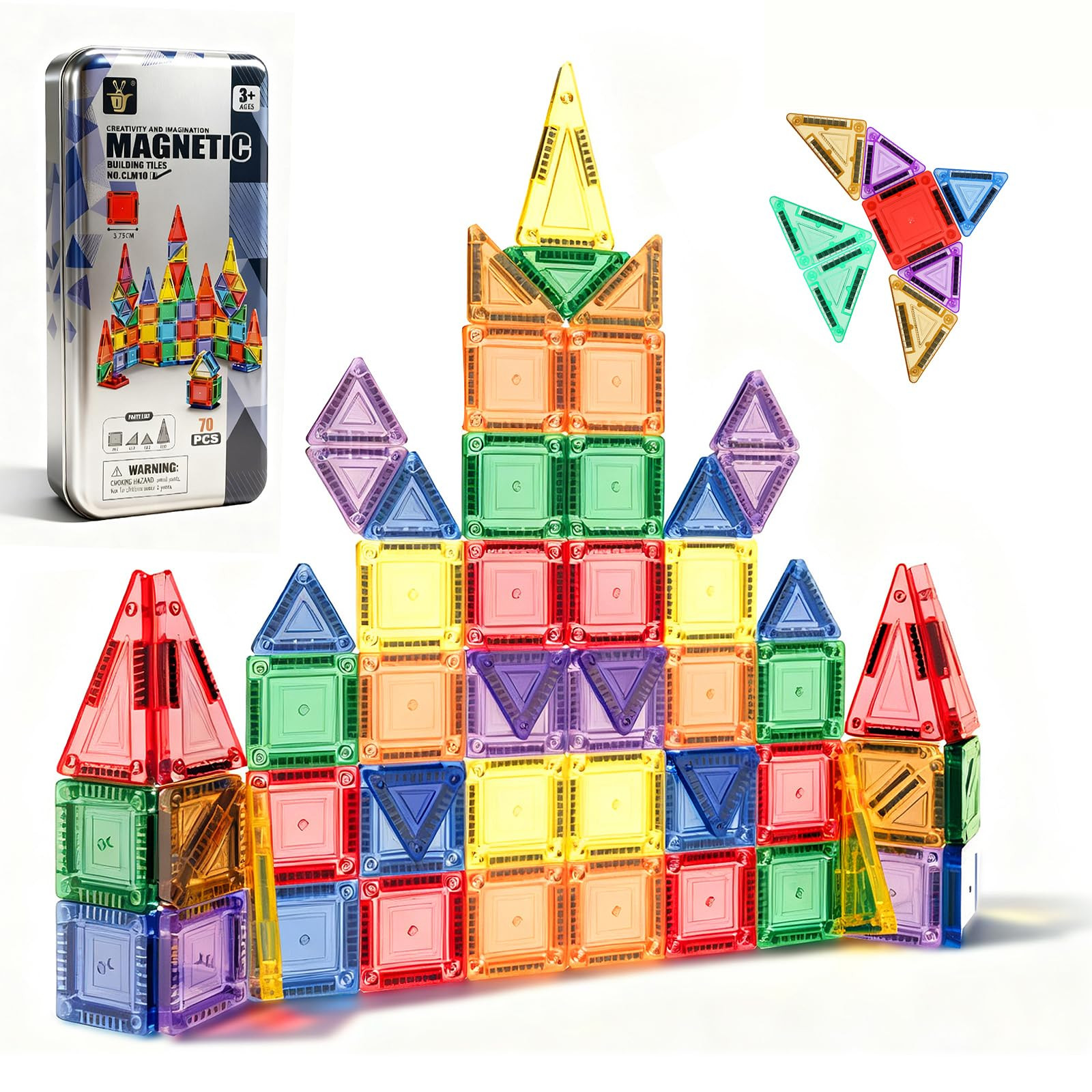 70PCS Mini Magnetic Tiles Toddlers Toys: Montessori Building Magnet Blocks STEM Bins Travel Stora... | Amazon (US)