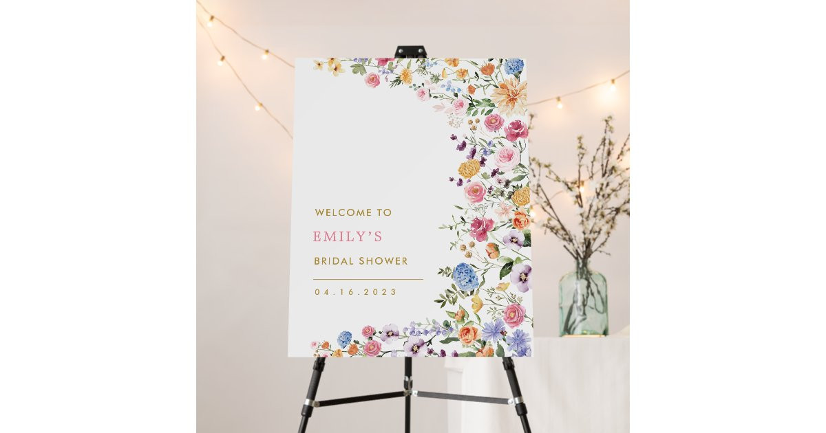 Colorful Spring Wildflower Bridal Shower Welcome Foam Board | Zazzle | Zazzle