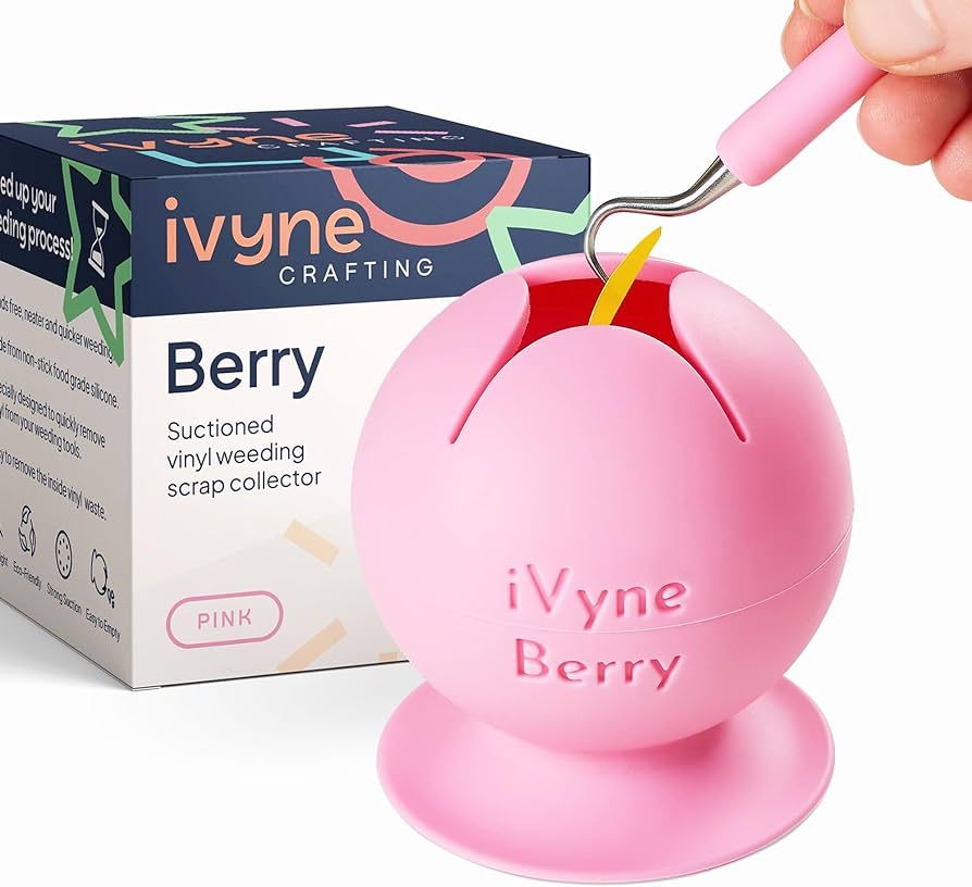 iVyne Berry Suctioned Vinyl Weeding Scrap Collector & Holder for Weeding Tools for Vinyl - Pink | Amazon (US)