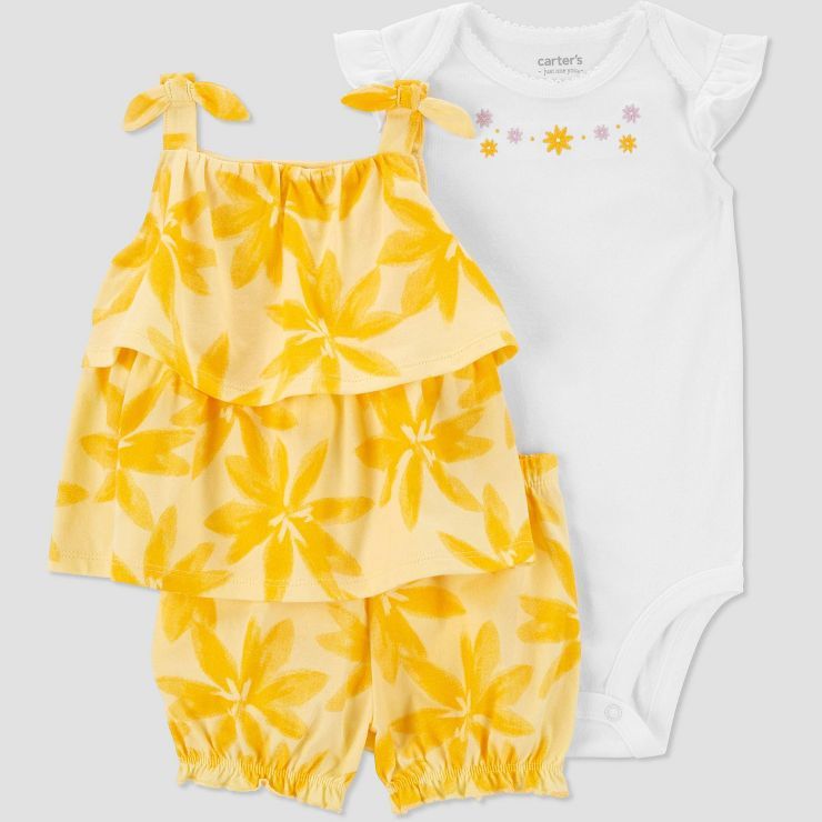 Carter's Just One You® Baby Girls' Daisy Short Sleeve Top & Shorts Set - Yellow | Target