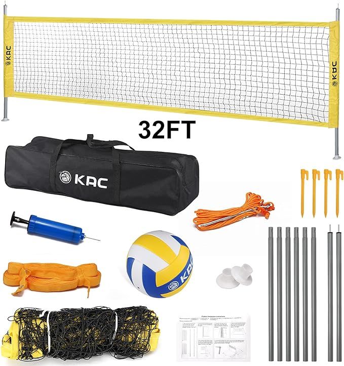 KAC Portable Volleyball Sets, Outdoor Volleyball Net System for Outdoor Beach Backyard, FIVB Nets... | Amazon (US)