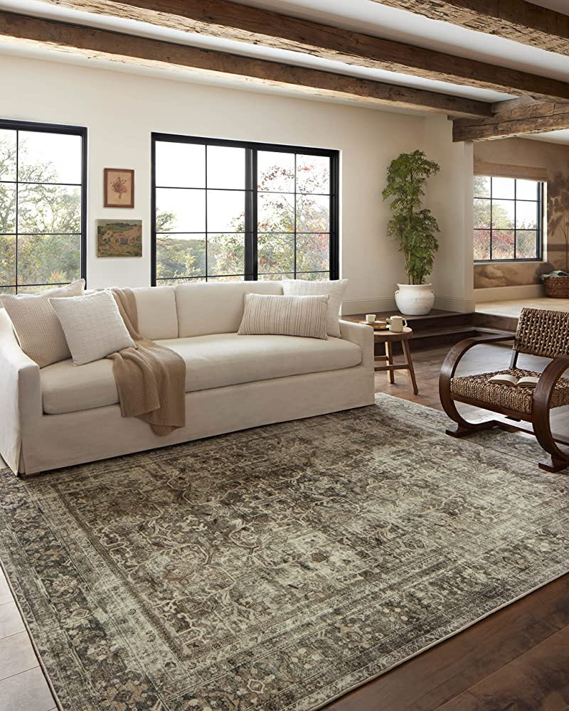 Magnolia Home by Joanna Gaines x Loloi Sinclair Collection SIN-01 Machine Washable Pebble / Taupe... | Amazon (US)