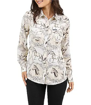 Wrangler� Retro� Slim Fit Saddle Up Long Sleeve Western Shirt - S | Dillard's