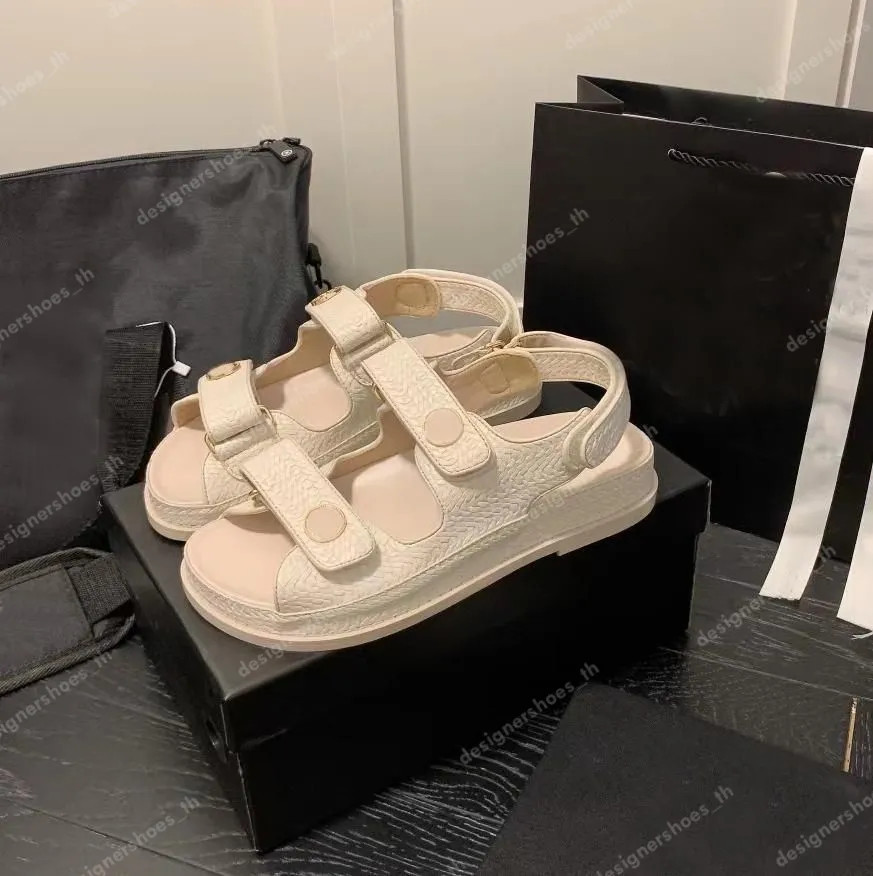 Designer Sandal Women Sandal Crystal Calf Shoes Platform Slippers Metal Button Sandal Classic Sum... | DHGate