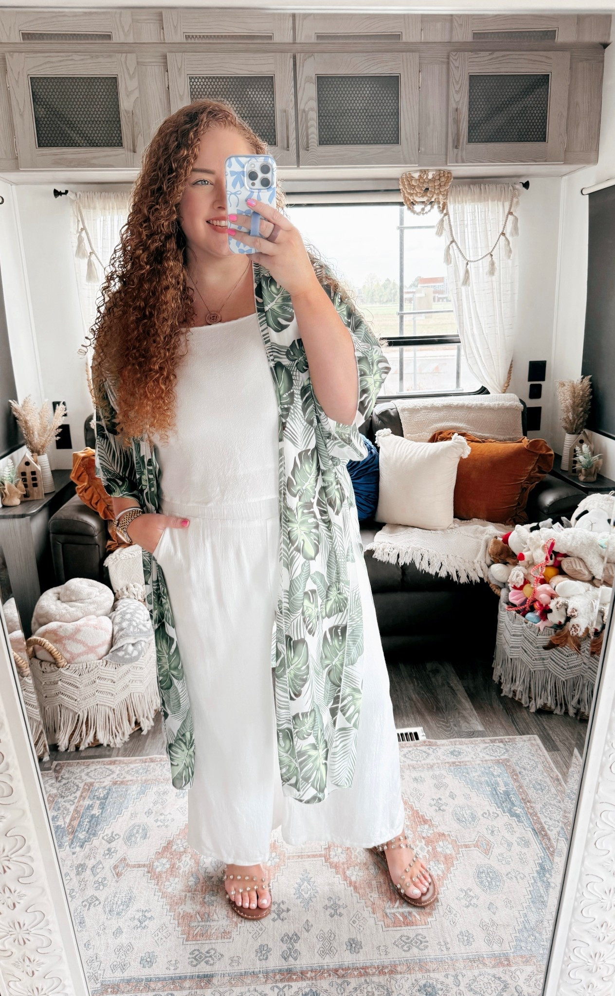 This palm print kimono is the perfect pop of pattern for this two piece set 🌴💖Two pieces, one perfect vibe. ✨two piece set | amazon two piece set | white two piece set | chic two piece set | Amazon white pants set | spring two piece set | summer two piece set | sandals | Amazon sandals | Palm print kimono | amazon palm print kimono | summer kimono | casual outfit | Casual outfit inspo | amazon casual outfit | Amazon finds | Amazon fashion | amazon outfit | Amazon look | spring outfit | amazon spring outfit | spring fashion | amazon spring fashion 

#LTKMidsize #LTKSaleAlert #LTKSummerEdit