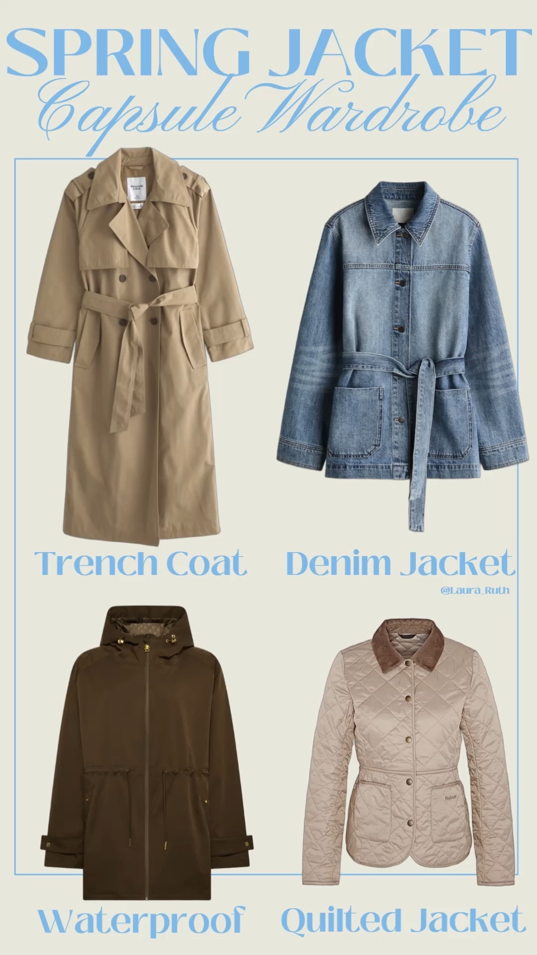 The only 4 jackets you need this season, timeless, versatile & on repeat 🌸🧥
Trench coat, denim jacket, waterproof & quilted layers for effortless everyday outfits. 

#LTKstyletip #LTKuk #LTKspring