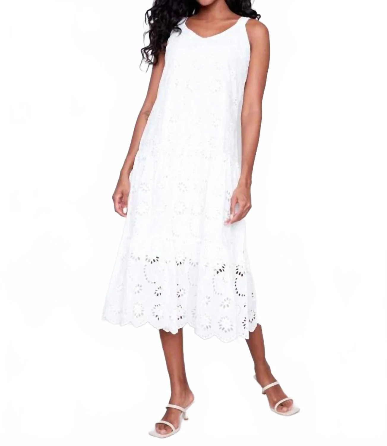 Eyelet Dress In White | Shop Simon