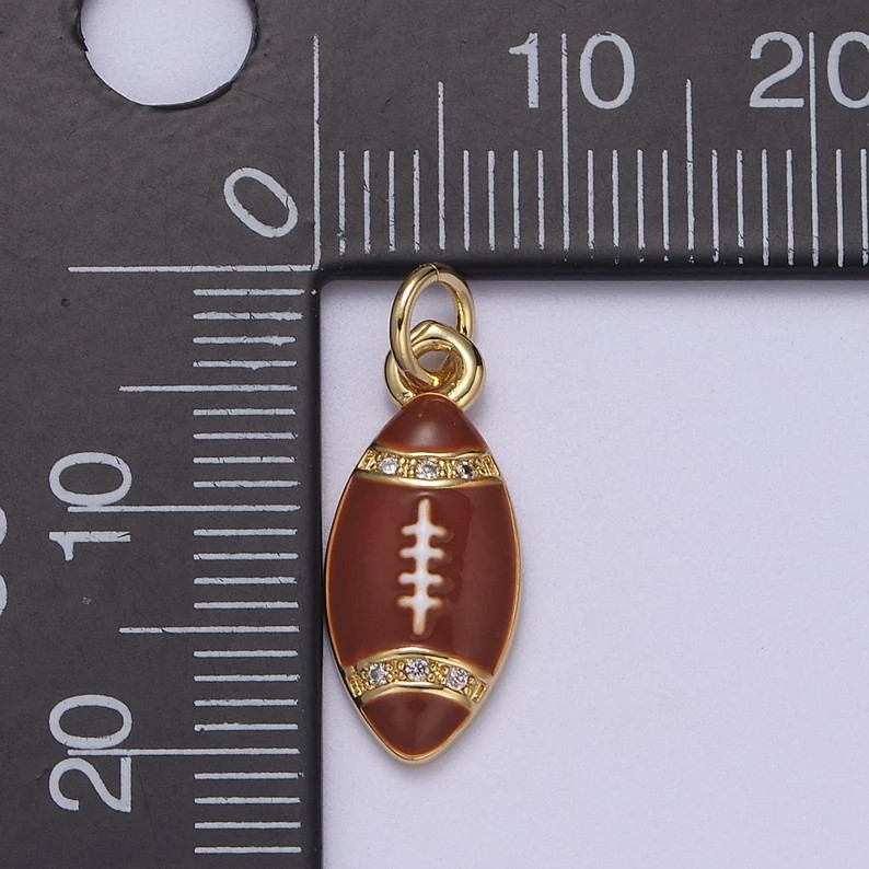 Mini Gold Football Charm for Super Bowl Party DIY Piece Comes in White Black Orange Brown N-925 9... | Etsy (US)