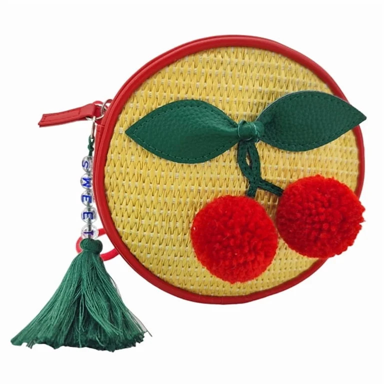 Wonder Nation Girls Cherry Straw Crossbody Bag, Red | Walmart (US)