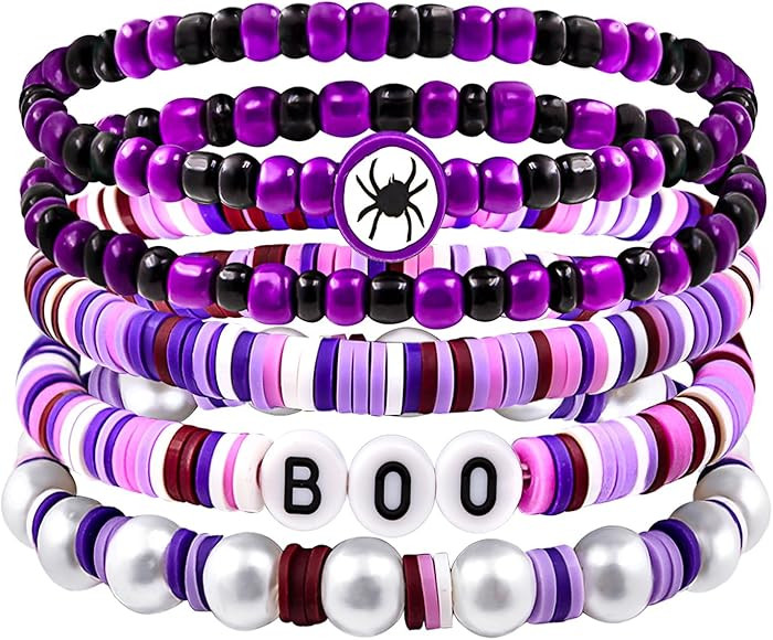 Ronglry 5pcs 2023 Halloween Bracelets for Women Clay Bead Bracelet Heishi Surfer Bracelets Set Bo... | Amazon (CA)