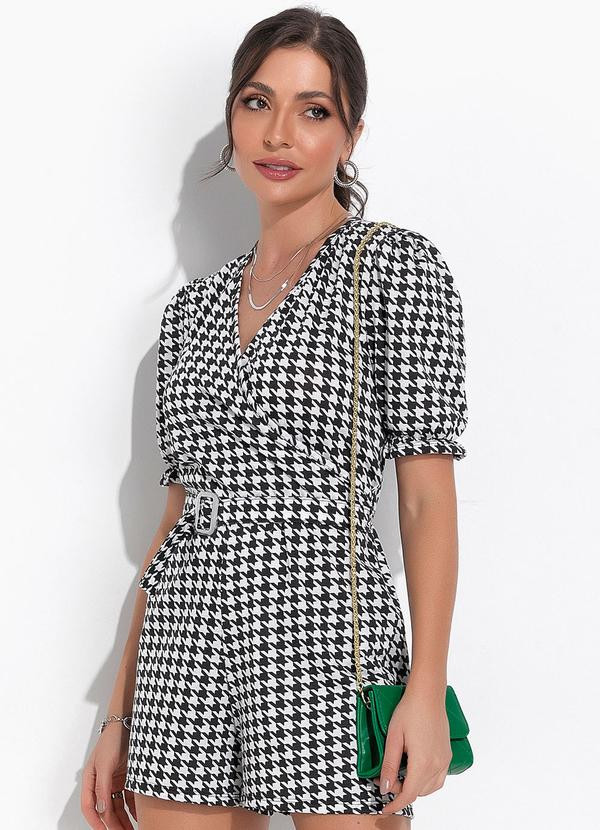 Moda Pop - Macacão Pied de Poule P&B em Poliviscose | Posthaus (BR)