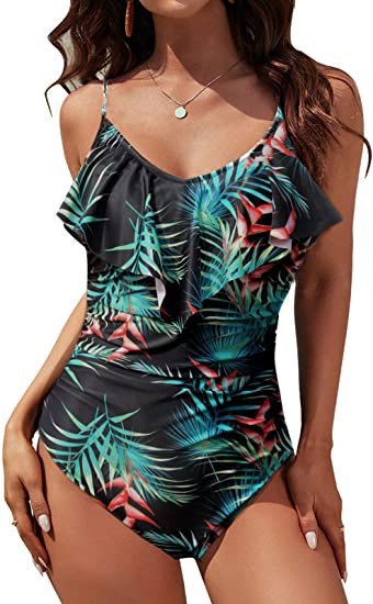 Blooming Jelly Womens One Piece Bathing Suit Tummy Control Swimwear Slimming Ruffle Vintage Swims... | Amazon (US)