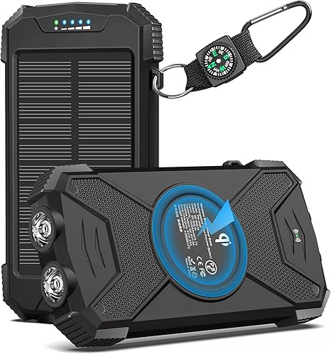 BLAVOR Solar Charger Power Bank 10,000mAh, Portable Wireless Charger, 20W Fast Charging External ... | Amazon (US)