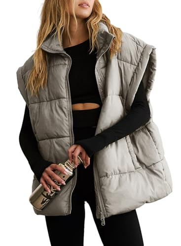 Dokotoo Women's Casual Winter Oversized Puffer Vest Stand Collar Flysleeve Insulated Padded Puffy... | Amazon (US)