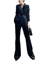 Amazon.com: CAIZI Women 2 Piece Velvet Suit Office Work Suit Notch Lapel Double Breasted Blazer P... | Amazon (US)