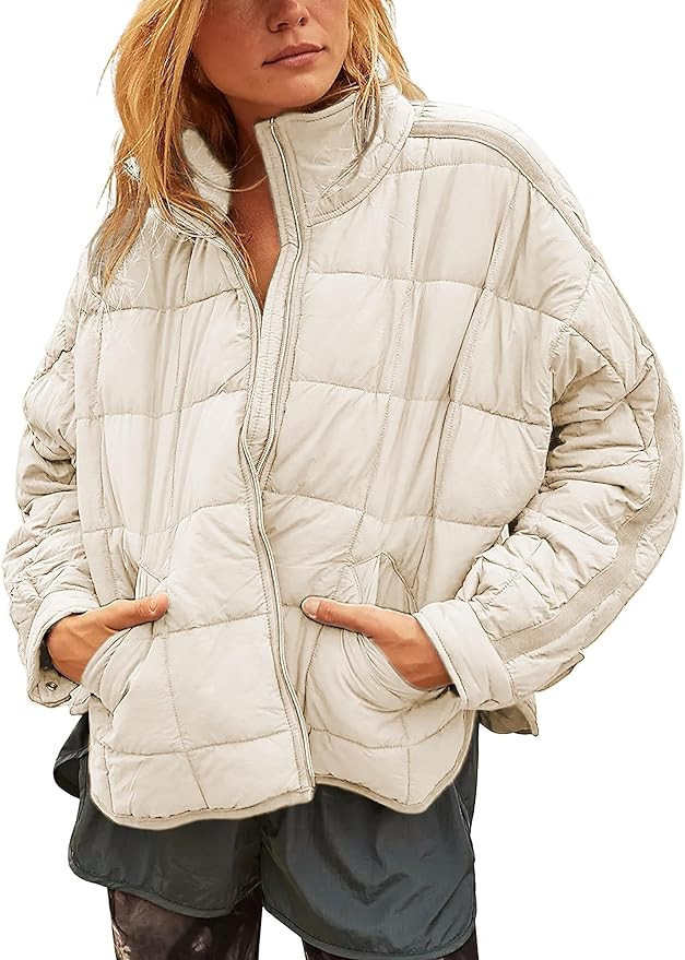 Xiaoxuemeng Womens Quilted Puffer Jacket Zip Up Lightweight Padded Coat Outwear | Amazon (US)