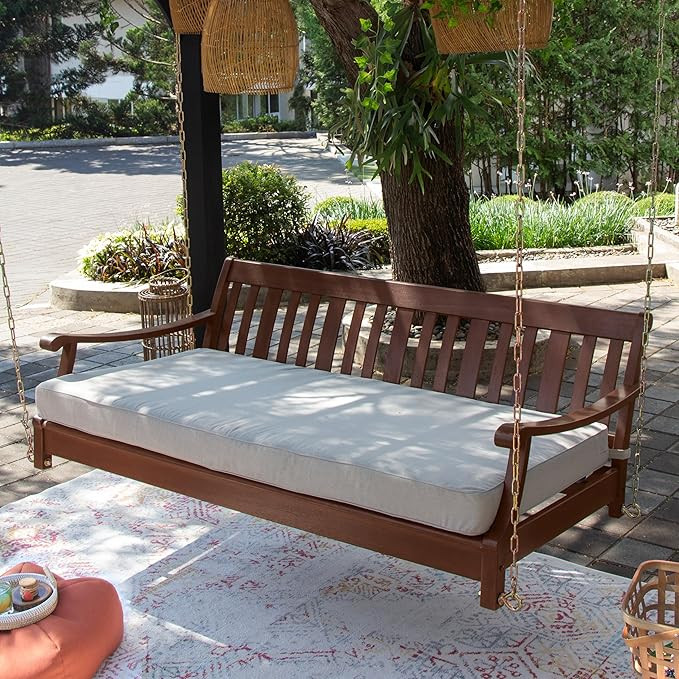 Cambridge Casual Como Solid Mahogany Wood Outdoor Swing Daybed with Oyster Cushions – Comfortab... | Amazon (US)