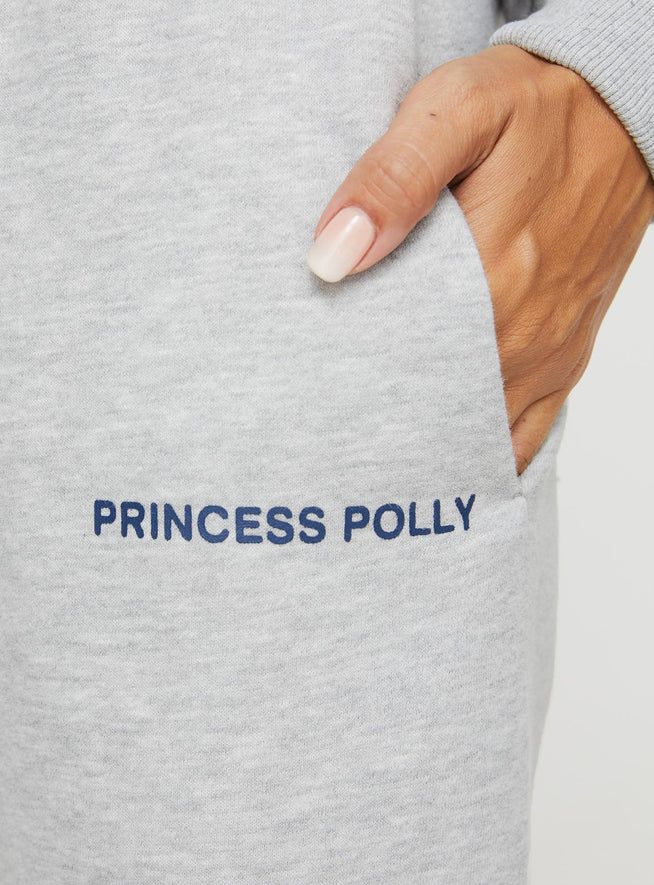 Princess Polly Straight Leg Track Pants Text Grey Marle | Princess Polly US