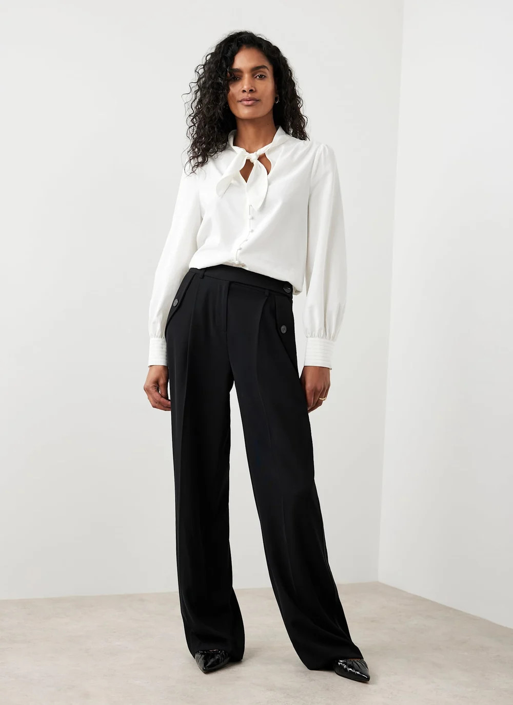 Black Tailored Wide Trousers | Mint Velvet