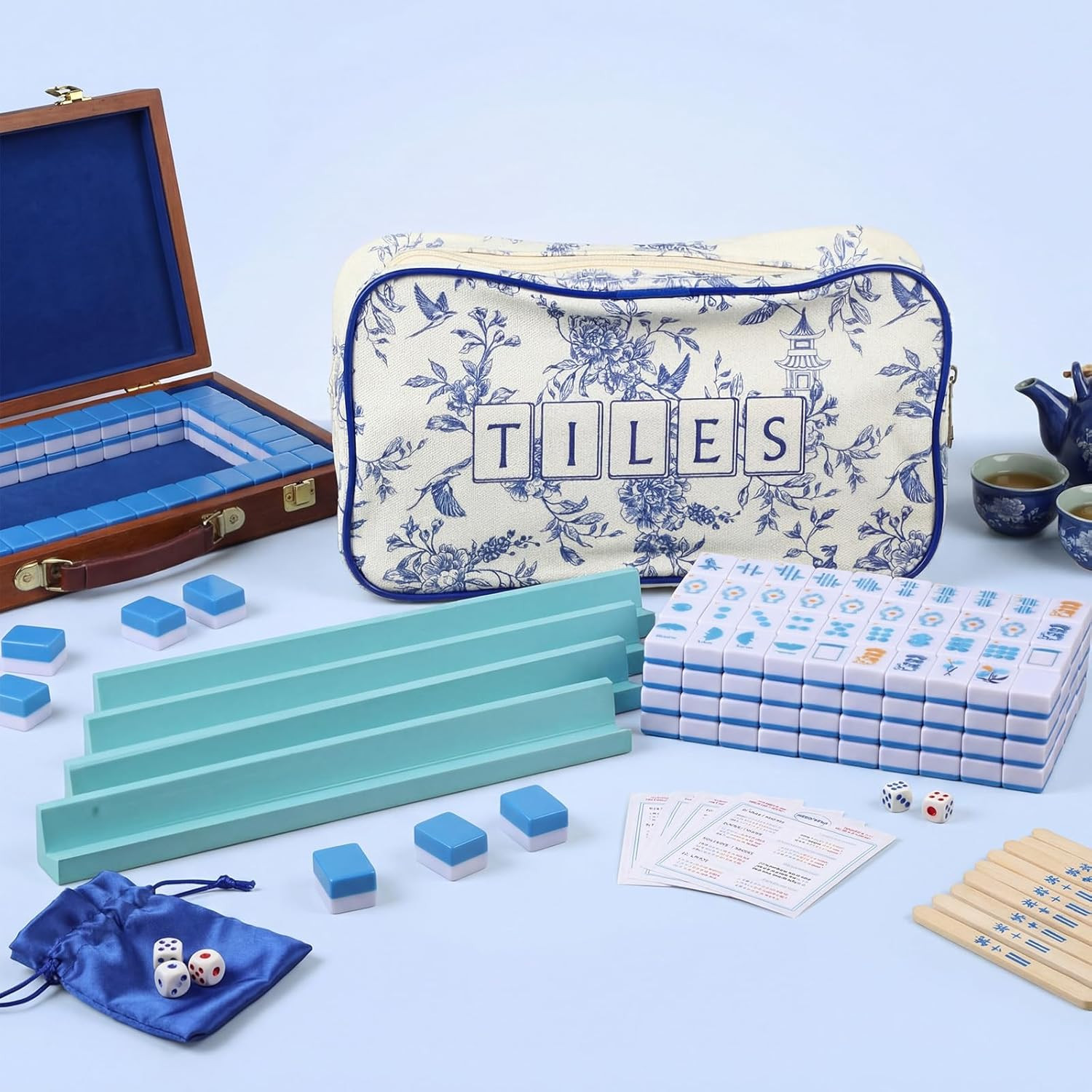 Soulchen Mini American Mahjong Tile Set Include 160 0.8 Inch Mahjong Tiles 2 Dice 4 Wooden Rulers... | Amazon (US)