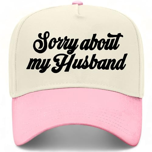 Sorry About My Husband Cursive Hat | Premium Adjustable Snapback Baseball Trucker Hats for Men & Women (US, Alpha, One Size, Pink/Natural) | Amazon (US)
