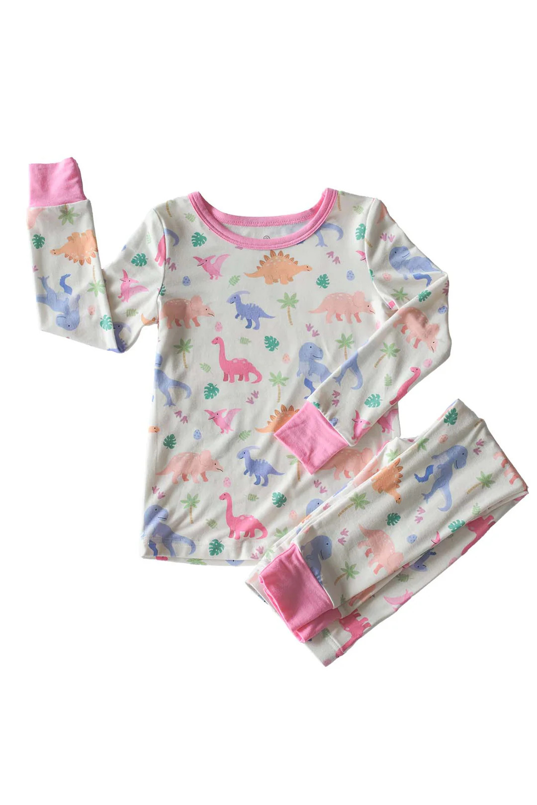 Two-Piece Bamboo Pajama Set | Little Fossil Pink | Caden Lane