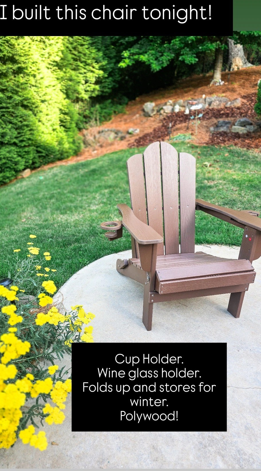If I can build it .. you all can to! Im so happy with this chair and how it turned out. Even happier I cannot get splinters on it. #outdoorfurniture #outdoorchair #livinglargeinlilly #onsale #walmartfind 

#LTKMothersDay #LTKdayinmylife #LTKHome