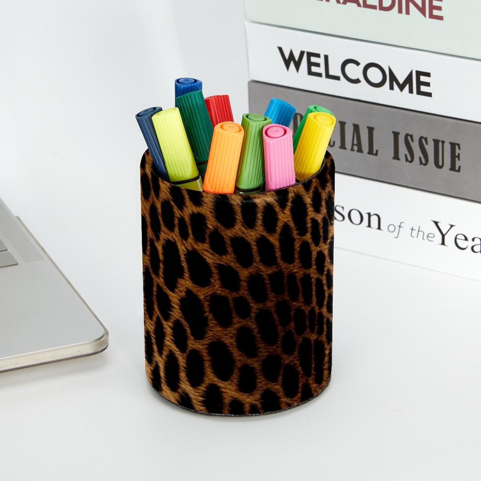 Makeup Brush Holder,Pencil Holder for Desk,Modern Classic Leopard Print,Desk Organizer | Amazon (US)