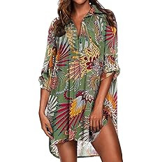 Ekouaer Women's Swimsuit Beach Cover Up Shirt Bikini Beachwear Bathing Suit Beach Dress | Amazon (US)