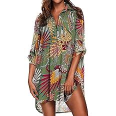 Ekouaer Women's Swimsuit Beach Cover Up Shirt Bikini Beachwear Bathing Suit Beach Dress | Amazon (US)