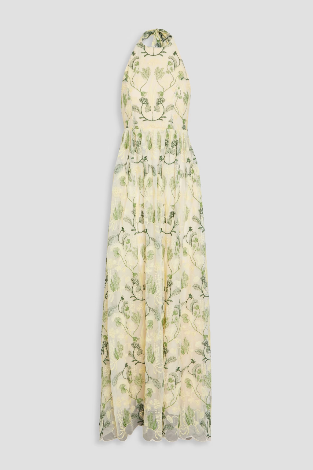 Acanella embroidered tulle halterneck maxi dress | The Outnet (US and CA)