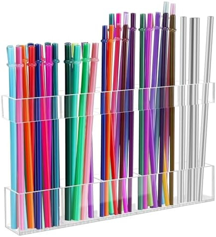 9.5” Large Acrylic Straw Holder for Cabinet Door - Reusable Tumbler Straw Organizer Storage, Sm... | Amazon (US)