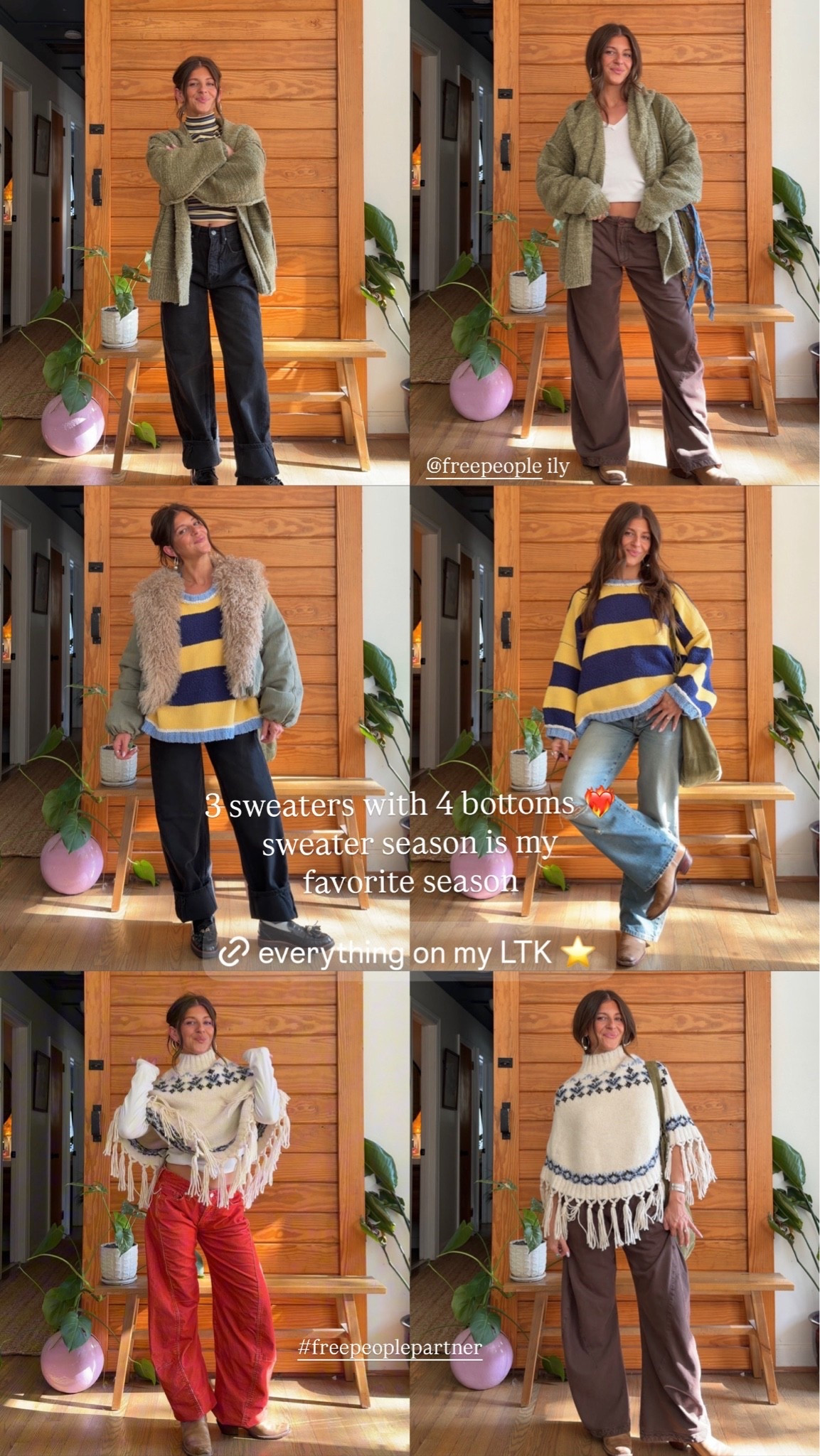 The best sweaters for fall @freepeople green sweater — xs 
striped — medium 
size 2 in spotlight chino pants