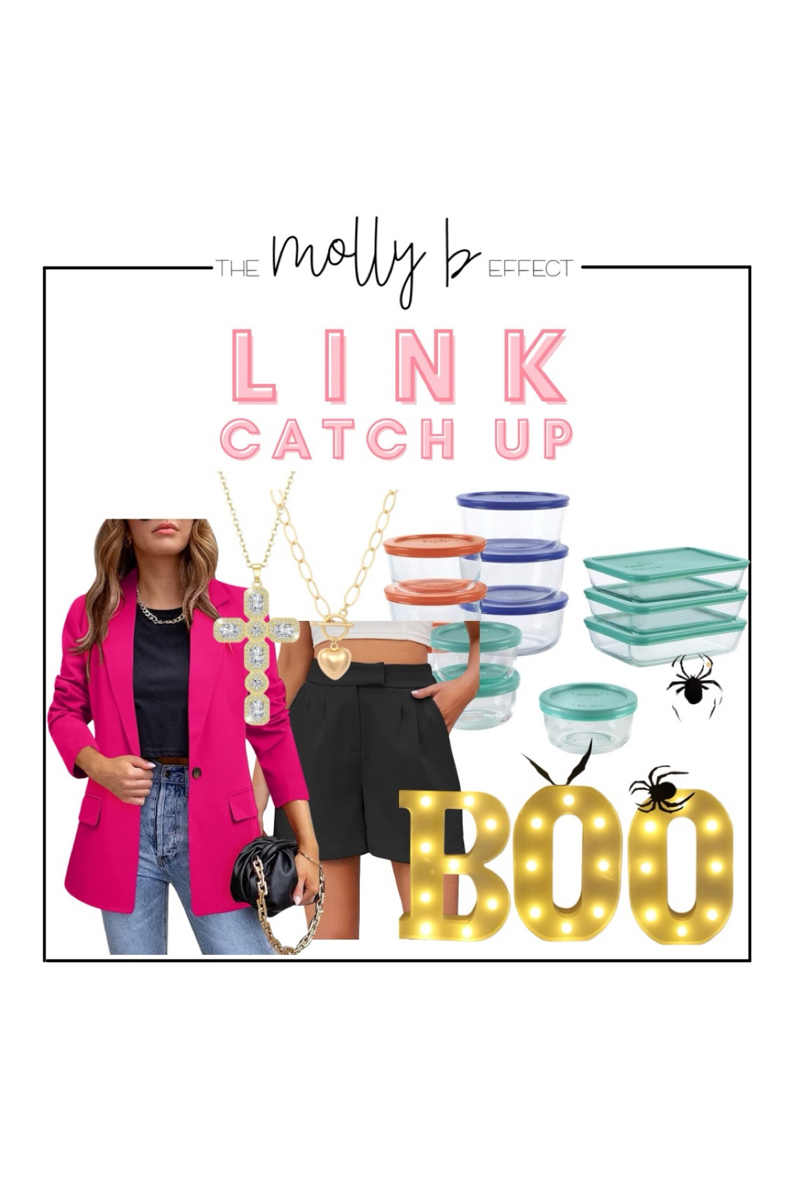 Some of my favs lately! This blazer and dress shorts were 🤩!! Fun new statement necklaces! Needed some new glass non-snap Tupperware and a fun little BOO Halloween fun! 

#LTKHome #LTKSeasonal #LTKWorkwear