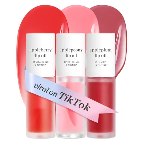 NOONI Korean Lip Oil Set - Appleberry, Applepeony & Appleplum - Lip Gloss | Amazon (US)