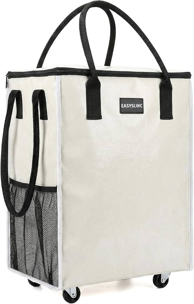 Reusable Hauler Rolling Tote Bag, Collapsible Portable Shopping Cart with Wheels for Groceries, A... | Amazon (US)