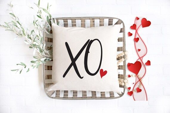 XO With Red Heart Pillow Cover, Valentines Pillow Cover, Pillow Cover, Valentines Day Decor, Wedd... | Etsy (US)