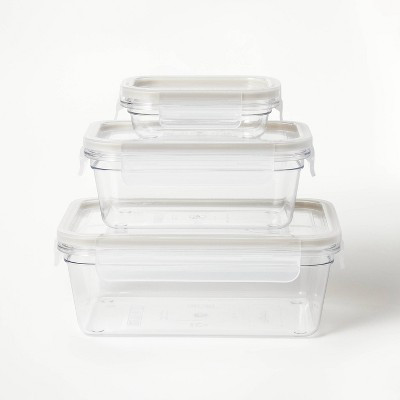 6pc (set of 3) Tritan Plastic Rectangle Food Storage Container Set Clear - Figmint™: Stackable, Dishwasher-Safe | Target