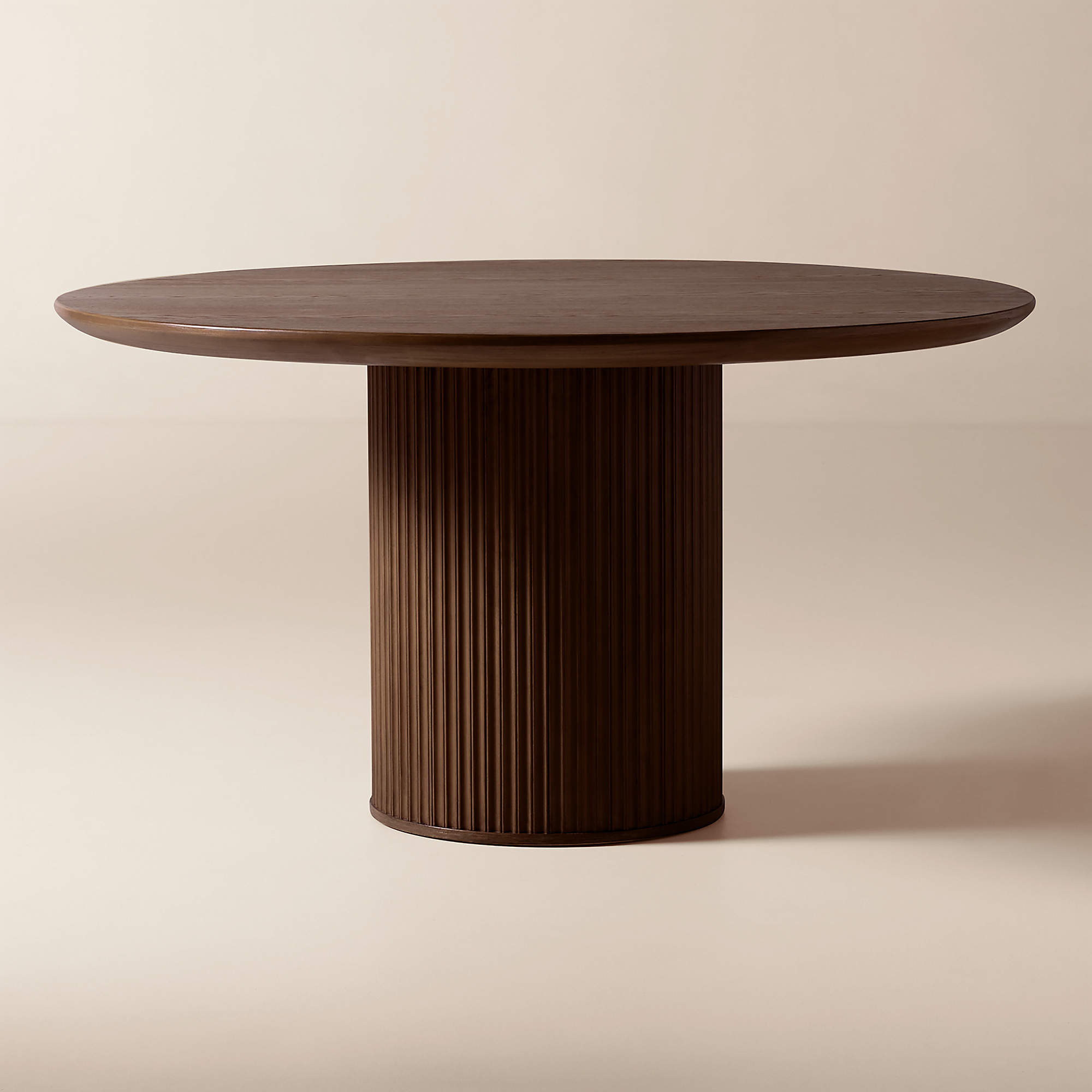 Davison 55" Round Fluted Dark Oak Dining Table + Reviews | CB2 | CB2