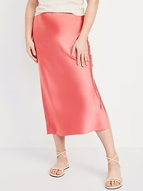High-Waisted Satin Midi Slip Skirt | Old Navy (US)