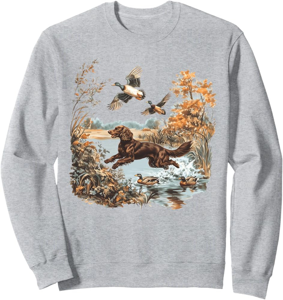 Vintage Retro Boykin Spaniel Hunting Mallard Ducks Hunter Sweatshirt | Amazon (US)