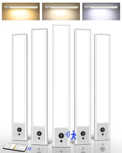 EZVALO 5-Pack Under Cabinet Lighting, 3200mAh Rechargeable Motion Sensor Light, 12inch Magnetic Closet Lights with Dimmable & 3 Color Temps, Wireless Motion Activated Lights with Remote for Kitchen | Amazon (US)