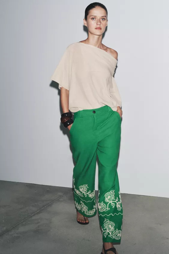 ZW COLLECTION EMBROIDERED CULOTTES | Zara US