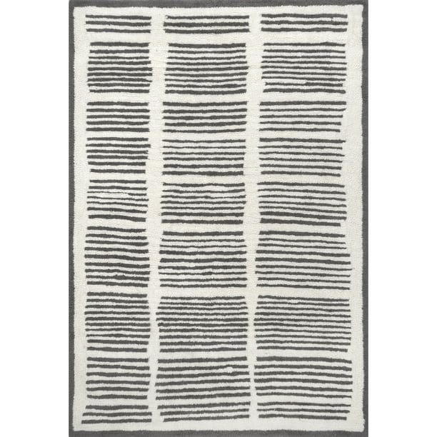 nuLOOM Tayshia Machine Washable Wool Modern Striped Area Rug, 6' x 9', Ivory | Walmart (US)