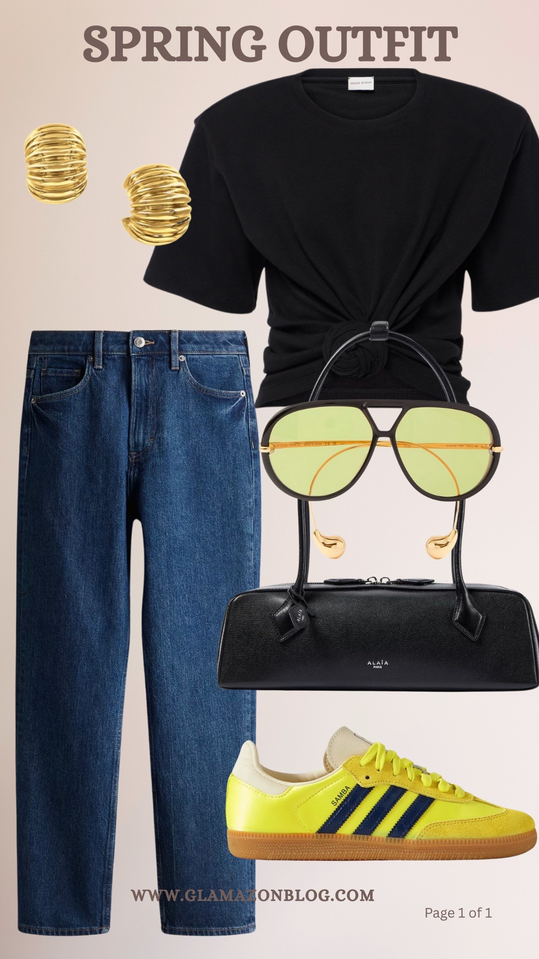 Spring outfit, straight jeans, Magda butrym tshirt, Bottega earrings, alaia bag, adidas samba, yellow trainers 

#LTKeurope #LTKspring #LTKsummer