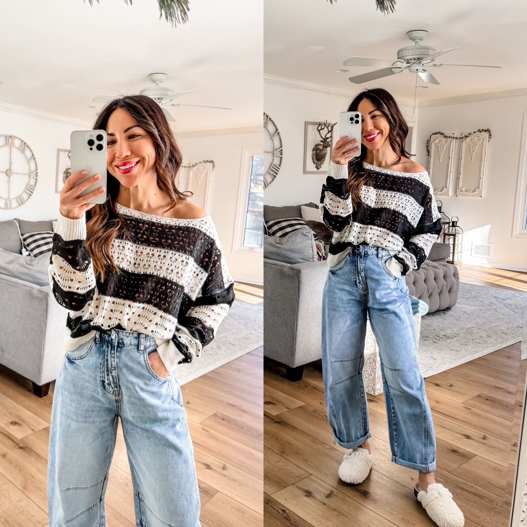 Cupshe code: Tammy15 or tammy20. 
2 barrel, jeans, small crochet sweater

#LTKFindsUnder50 #LTKOver40 #LTKSaleAlert