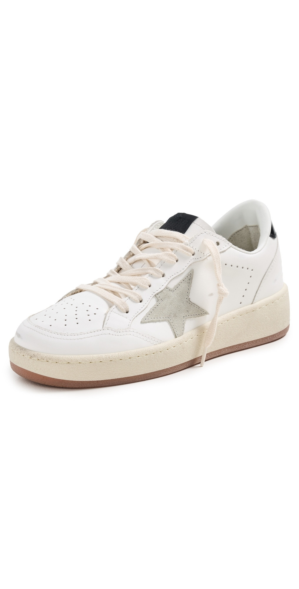 Golden Goose Ballstar 2 Leather Upper And Spur Suede Star Shiny Leather Heel White/Ice/Black 40 | Shopbop
