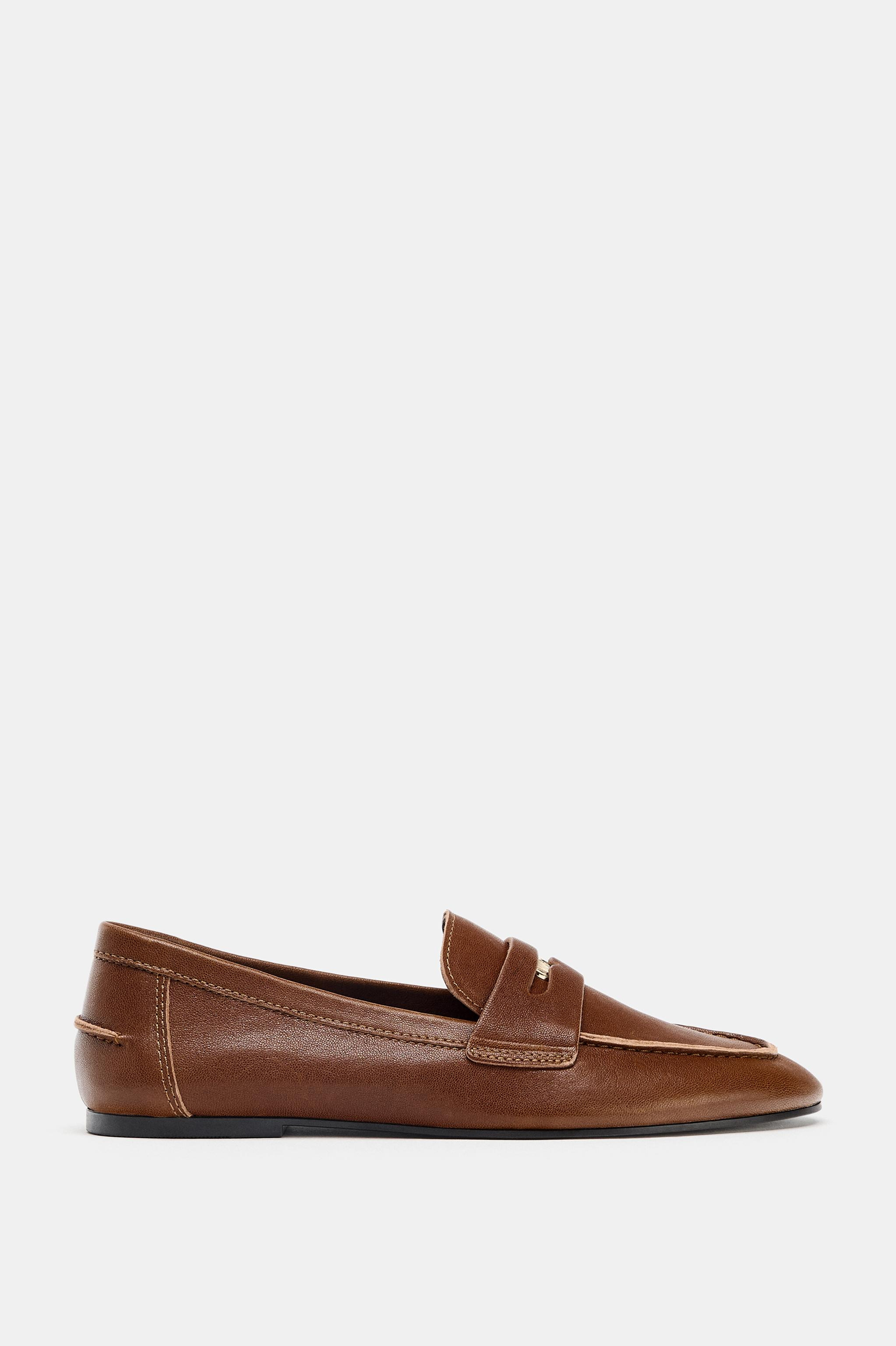 LEATHER PENNY LOAFERS | Zara US