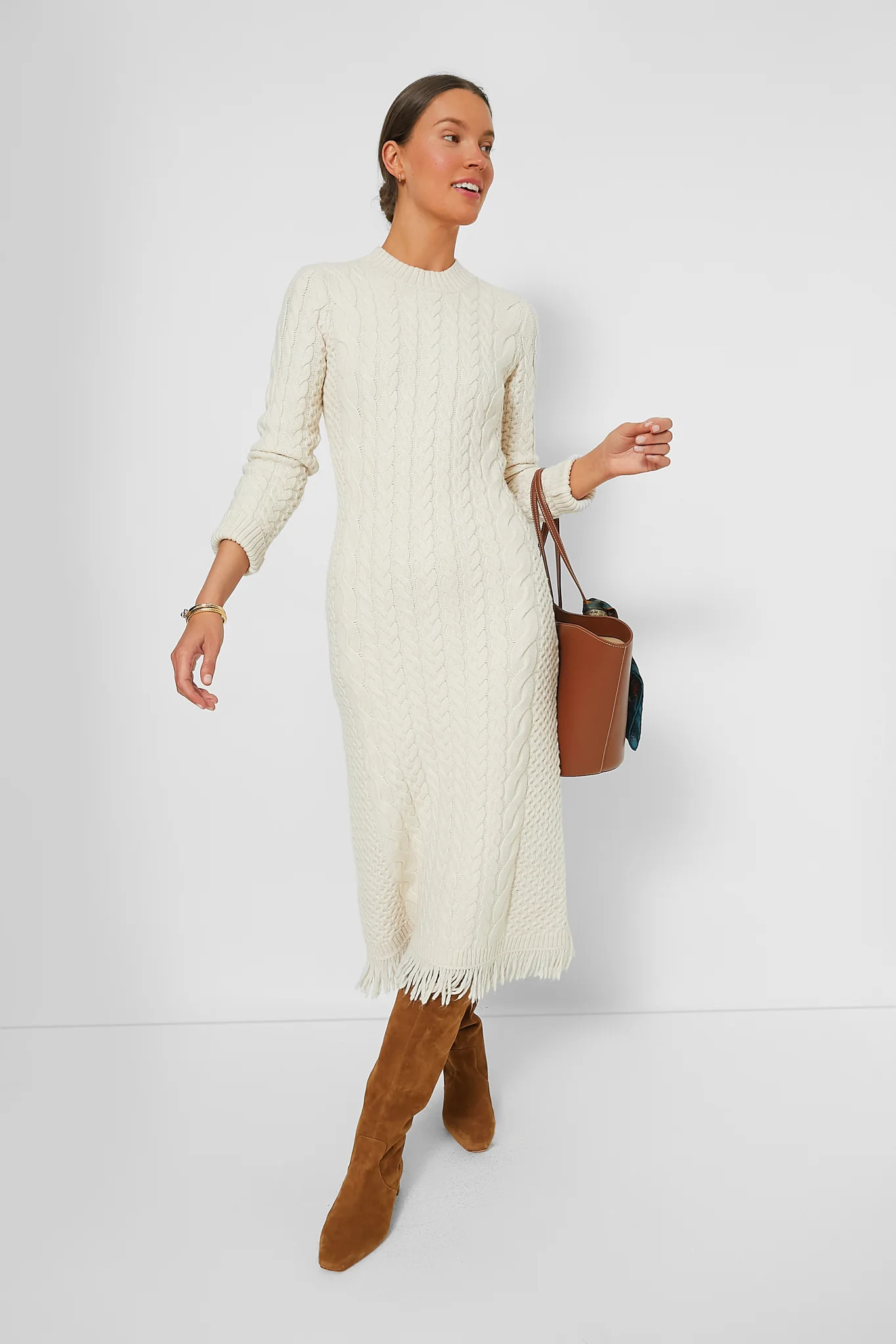 Cream Freya Fringe Sweater Dress | Tuckernuck (US)