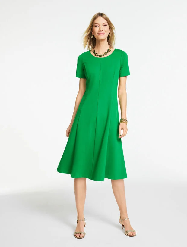 Luxe Ponte Short Sleeve Dress | Talbots